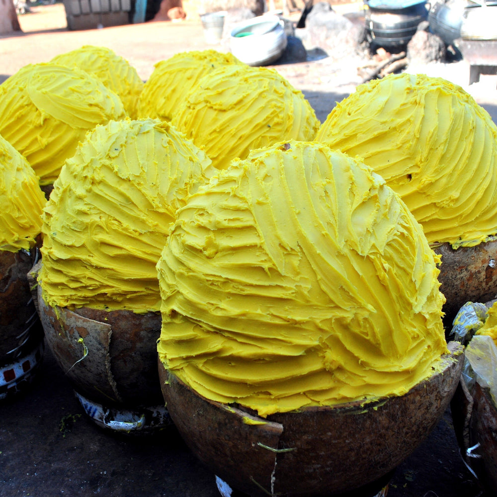 Yellow borututu shea butter made in women's cooperative in Ghana