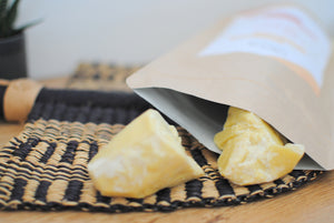 
                  
                    chunks of cocoa butter in a sealed zip bag
                  
                